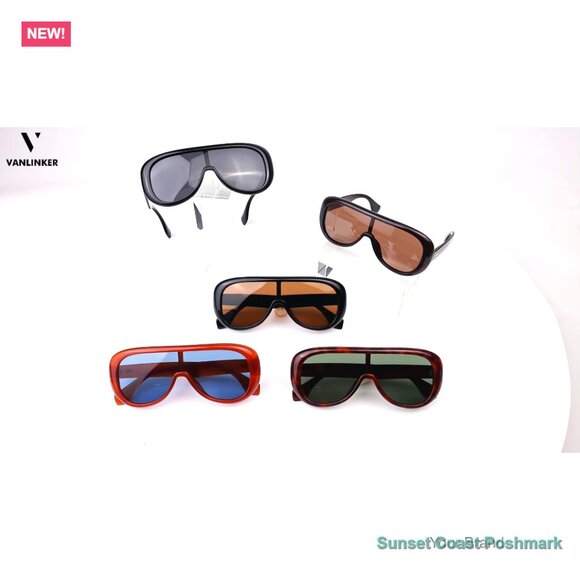 Oversized Aviator Square Sunglasses Polarized Lens Retro Futuristic Mask Style